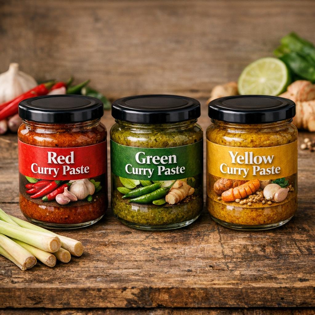 Pâtes de curry et mélanges d'épices asiatiques